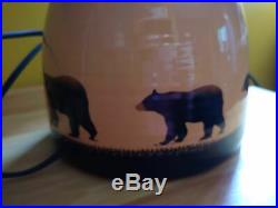 Rare Big Sky Carvers Brushwerks Stoneware Bear Lamp Matches the Canister Set