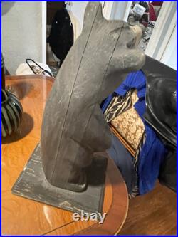 Rare Big Sky Carvers Wooden Carved Old Bear Western Pine 20 Manhattan Montana