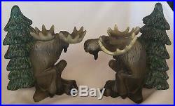 Rare Retired Bearfoots Big Sky Carvers Moose Bookends