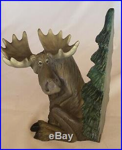 Rare Retired Bearfoots Big Sky Carvers Moose Bookends