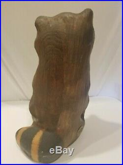 Rare Retired Big Sky Carvers Vintage Wood Emily Raccoon Cabin Bearfoots 12