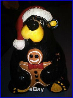 Rare Santa Jeff Fleming BearFoots Bear Cookie Jar Big Sky Carvers Ginger Bread