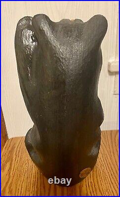 Rare, Solid Wood Bearfoots Big Sky Fleming Hand-carved Waving Bear 12.75 tall