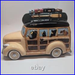Rare VGC Big Sky CarversThe Bearfoot Bears Go Camping Cookie Jar Canister IOB