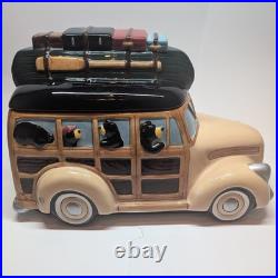 Rare VGC Big Sky CarversThe Bearfoot Bears Go Camping Cookie Jar Canister IOB