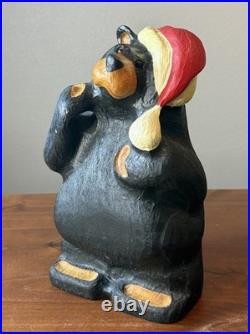 Rare Vintage Jeff Fleming Big Sky Carvers Santa Wood Bear BSC Christmas Heavy