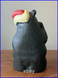 Rare Vintage Jeff Fleming Big Sky Carvers Santa Wood Bear BSC Christmas Heavy
