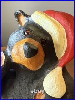 Rare Vintage Jeff Fleming Big Sky Carvers Santa Wood Bear BSC Christmas Heavy
