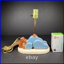 Rare Vintage Wooden Bear Table Lamp Tested & Works 10.5 x 8 (Inches)