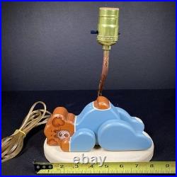 Rare Vintage Wooden Bear Table Lamp Tested & Works 10.5 x 8 (Inches)