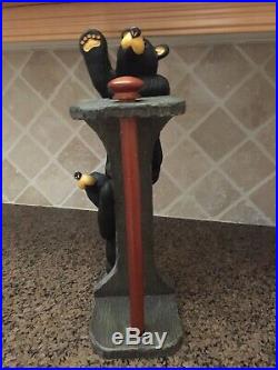 Retired Big Sky Carvers Jeff Fleming Bearfoots Curious Cubs Paper Towel Holder