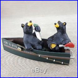 S. S. Good Life Bearfoots Fishing Bears Motor Boat Big Sky Carvers 50102 with Box