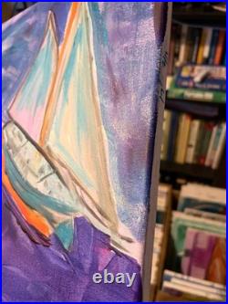 Sailboat in the Sky Neo Expressionist Original Wall Art Canvas 14x11