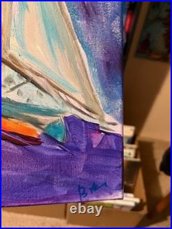 Sailboat in the Sky Neo Expressionist Original Wall Art Canvas 14x11