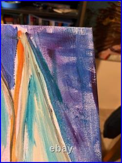 Sailboat in the Sky Neo Expressionist Original Wall Art Canvas 14x11