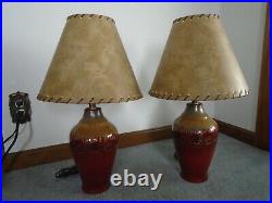 Set 2 Lamps Big Sky Carvers & Demdaco Rustic Lodge Cabin Red Bear Fusion #72222