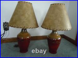 Set 2 Lamps Big Sky Carvers & Demdaco Rustic Lodge Cabin Red Bear Fusion #72222