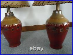 Set 2 Lamps Big Sky Carvers & Demdaco Rustic Lodge Cabin Red Bear Fusion #72222