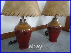 Set 2 Lamps Big Sky Carvers & Demdaco Rustic Lodge Cabin Red Bear Fusion #72222