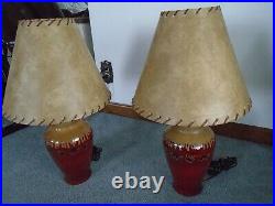 Set 2 Lamps Big Sky Carvers & Demdaco Rustic Lodge Cabin Red Bear Fusion #72222