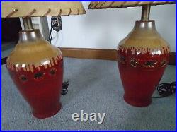 Set 2 Lamps Big Sky Carvers & Demdaco Rustic Lodge Cabin Red Bear Fusion #72222