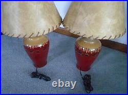 Set 2 Lamps Big Sky Carvers & Demdaco Rustic Lodge Cabin Red Bear Fusion #72222