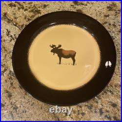 Set 6 Brushwerks Stoneware Big Sky Carvers Ceramic Dinner Plates Moose