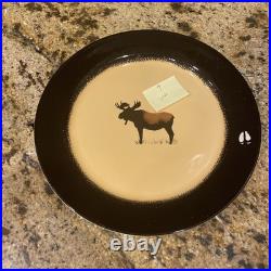 Set 6 Brushwerks Stoneware Big Sky Carvers Ceramic Dinner Plates Moose