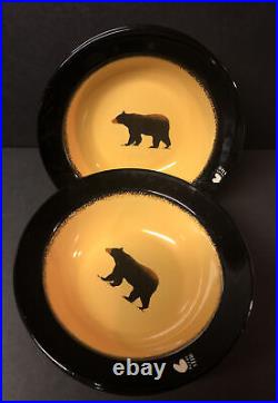 Set Of 4 Brushwerks Big Sky Carvers Bear Soup Bowl 9 1/4