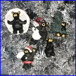 Set Of 5 Big Sky Carver Barefoots Christmas Ornaments -With Storage Pouch