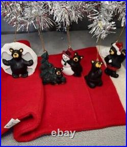 Set Of 5 Big Sky Carver Barefoots Christmas Ornaments -With Storage Pouch