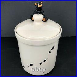 Set of 3 Big Sky Bear Foots Ceramic Canister Set with Bear Lids Made In USA