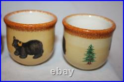 Set of 4 Big Sky Carver Jeff Flemming Bearfoots Bear Votive Cup Toothpick Holder