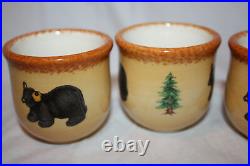 Set of 4 Big Sky Carver Jeff Flemming Bearfoots Bear Votive Cup Toothpick Holder