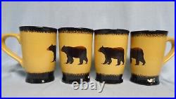 Set of 4 Big Sky Carvers Brushwerks Bear Coffee Mugs Stoneware. 5-1/2 Tall