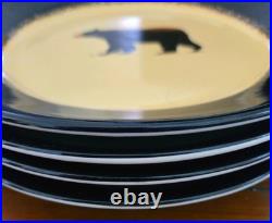 Set of 4 Brushwerks Stoneware Big Sky Carvers Ceramic Salad Plate 8 1/2 Bear