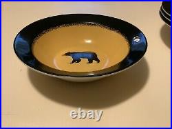 Set of 4 Brushwerks by Big Sky Carvers MOOSE/BEAR Stoneware Soup / Serving Bowls