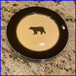 Set of 6 Brushwerks Stoneware Big Sky Carvers Ceramic Dinner Plates Bear