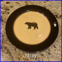 Set of 6 Brushwerks Stoneware Big Sky Carvers Ceramic Dinner Plates Bear
