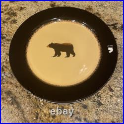 Set of 6 Brushwerks Stoneware Big Sky Carvers Ceramic Dinner Plates Bear