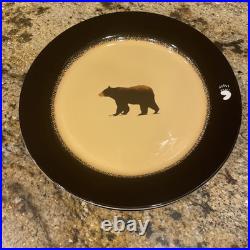 Set of 6 Brushwerks Stoneware Big Sky Carvers Ceramic Dinner Plates Bear