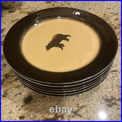 Set of 6 Brushwerks Stoneware Big Sky Carvers Ceramic Dinner Plates Bear