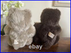 Signed 2 Rare Big Sky Carvers Bearfoots Plush Teddy Bears Wooden Face & Paws Signed 2 Rare Big Sky Carvers Bearfoots Plush Teddy Bears Wooden Face & Paws