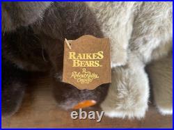 Signed 2 Rare Big Sky Carvers Bearfoots Plush Teddy Bears Wooden Face & Paws Signed 2 Rare Big Sky Carvers Bearfoots Plush Teddy Bears Wooden Face & Paws
