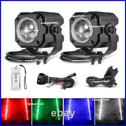 Sky Tracer Spot Square Pods 2x RGBW Laser Whip Light Offroad &Remote ATV UTV RZR