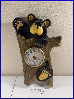 VTG Bearfoots Black Bear Log Wall Clock Big Sky Carvers Jeff Fleming Working