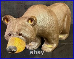 VTG HTF Jeff Fleming Big Sky Carvers Solid Wood Bear Carved Figurine 11.5L