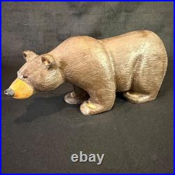 VTG HTF Jeff Fleming Big Sky Carvers Solid Wood Bear Carved Figurine 11.5L