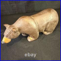 VTG HTF Jeff Fleming Big Sky Carvers Solid Wood Bear Carved Figurine 11.5L