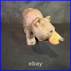 VTG HTF Jeff Fleming Big Sky Carvers Solid Wood Bear Carved Figurine 11.5L